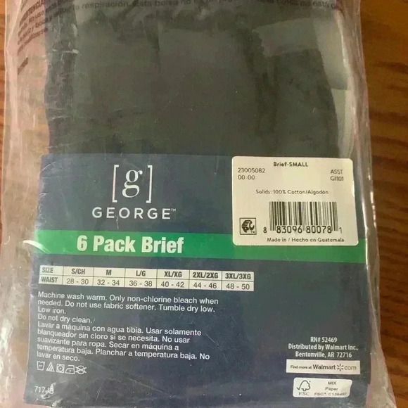 George 6Pack Small Briefs Antimicrobial Moisture Wicking Tag-free Comfort - Picture 3 of 4